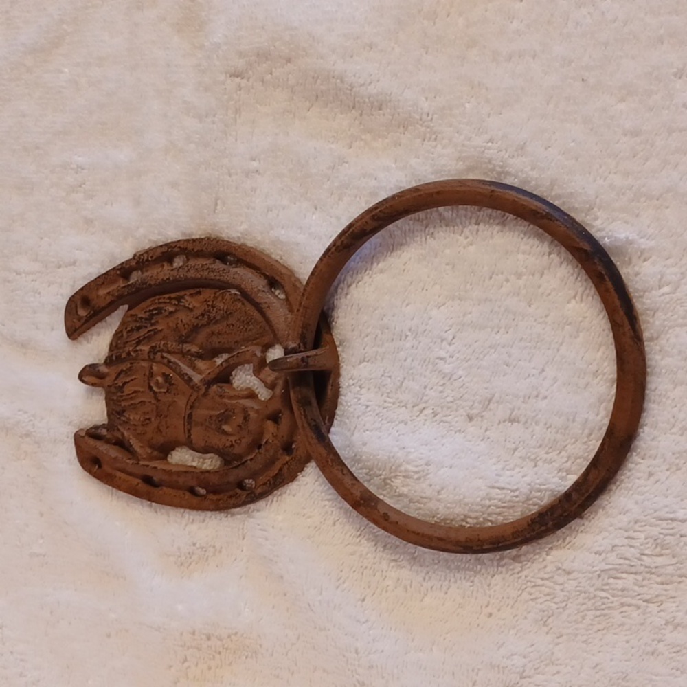 Western horse horseshoe towel holder bathroom decor barn decor